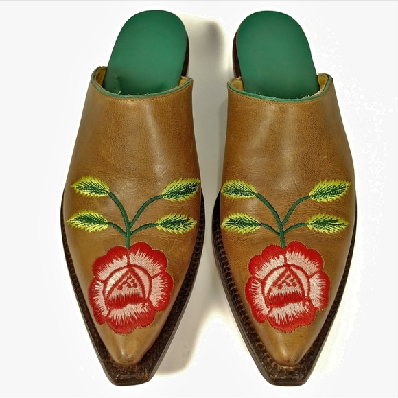 Caborca Western Flower Embroiderd Mule Boot Slides Sz 5.5 - Picture 3 of 8